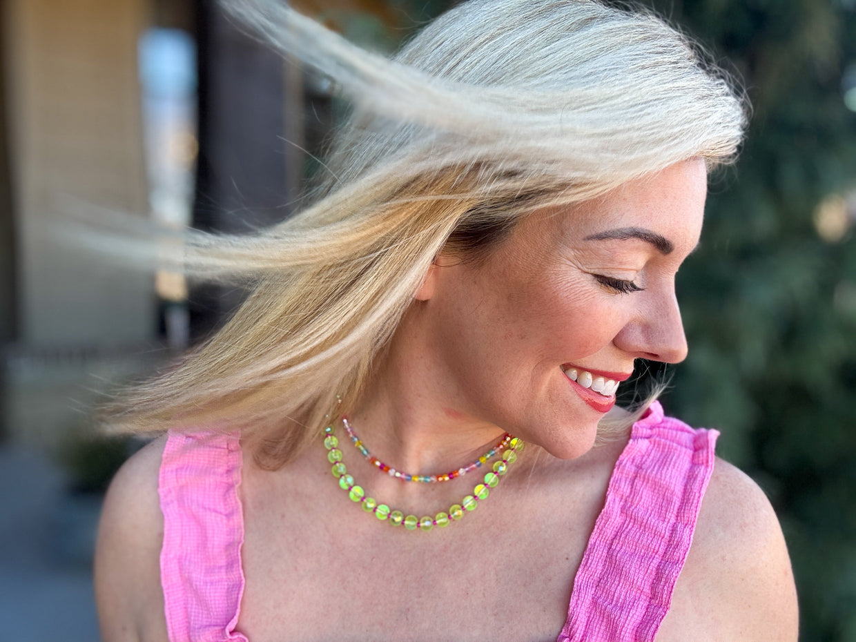 Kenzie Green + Pink Necklace
