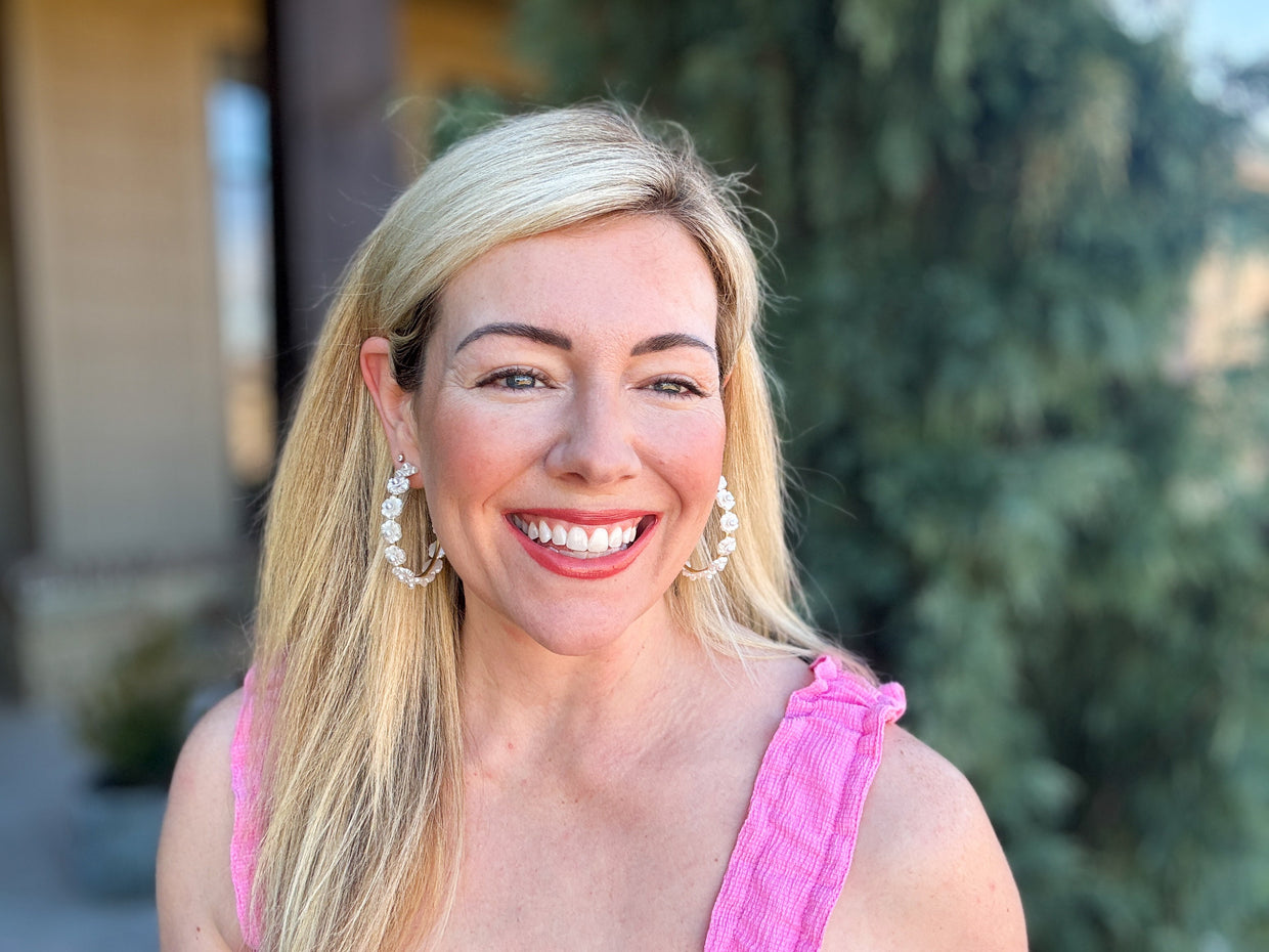 Amelia Pearl Flower Large Hoop