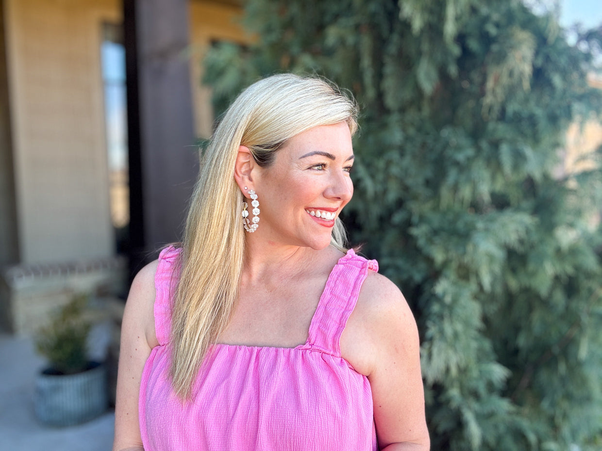 Amelia Pearl Flower Large Hoop