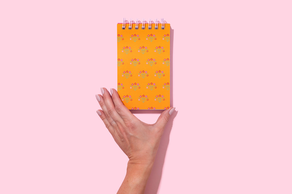Orange Bouquets Spiral Top Notebook