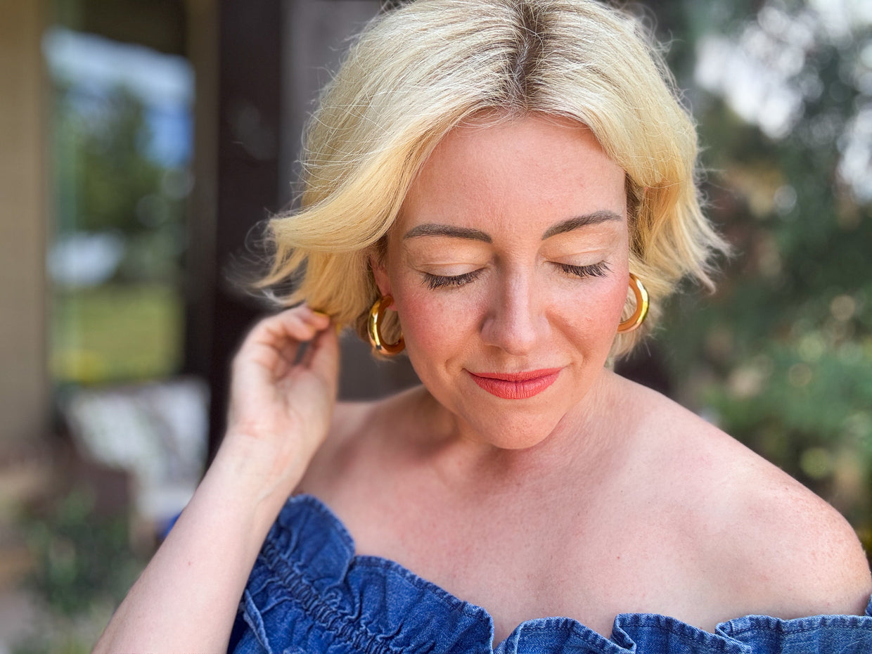 Terry Thick Gold Hoop Earrings