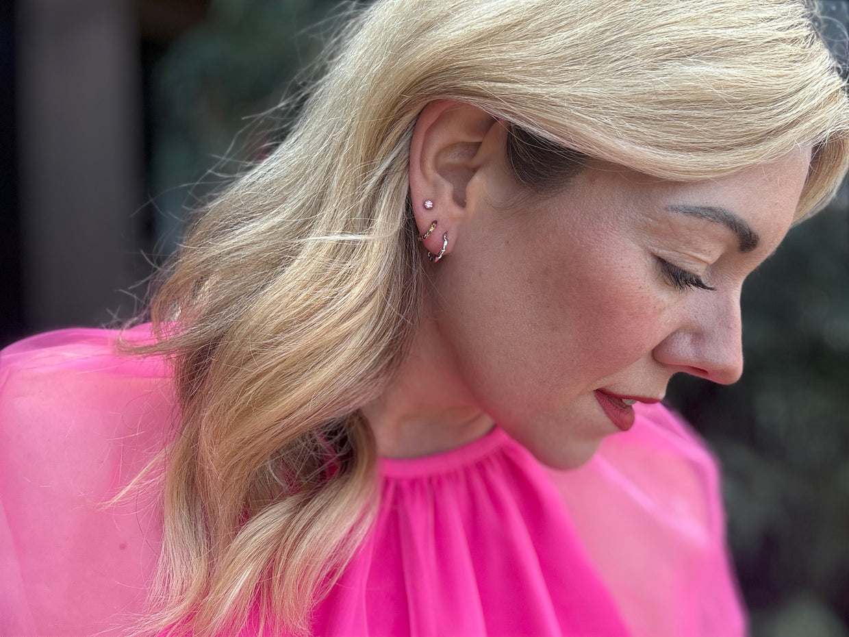 Eliza Twirl Huggie Earrings Silver