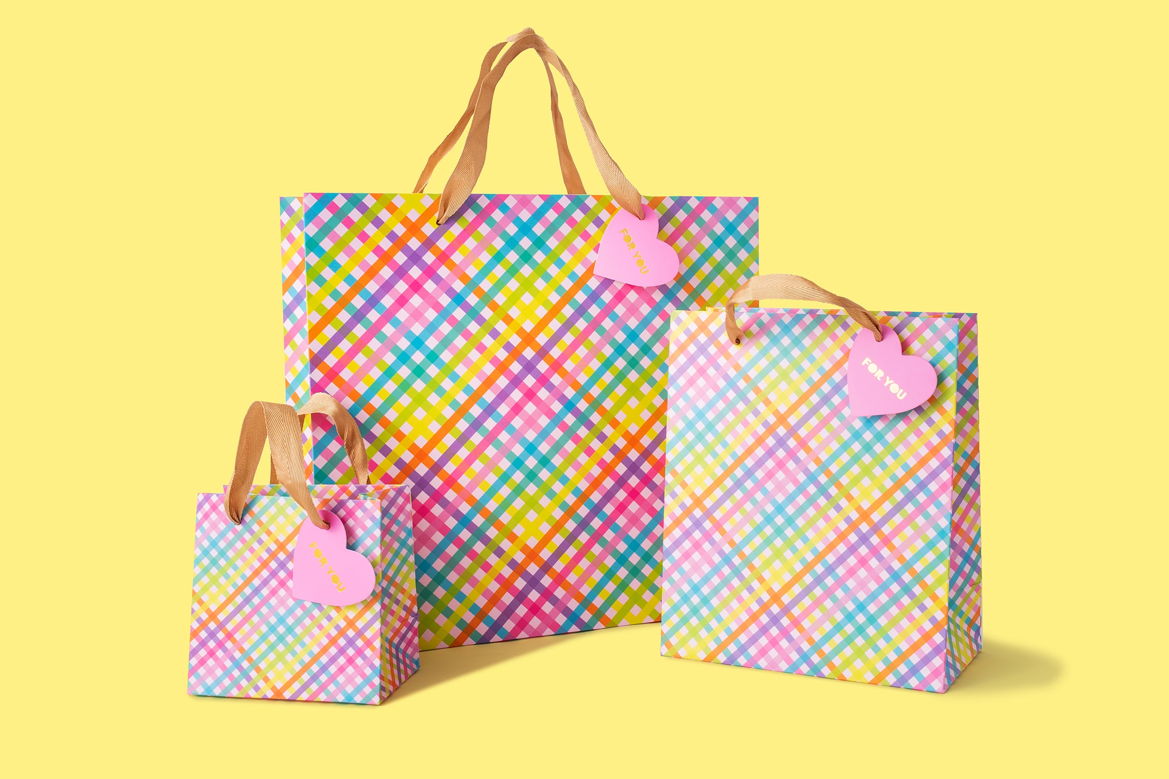 Colorful Gingham Gift Bags (3 Sizes) Gift Wrap Presents