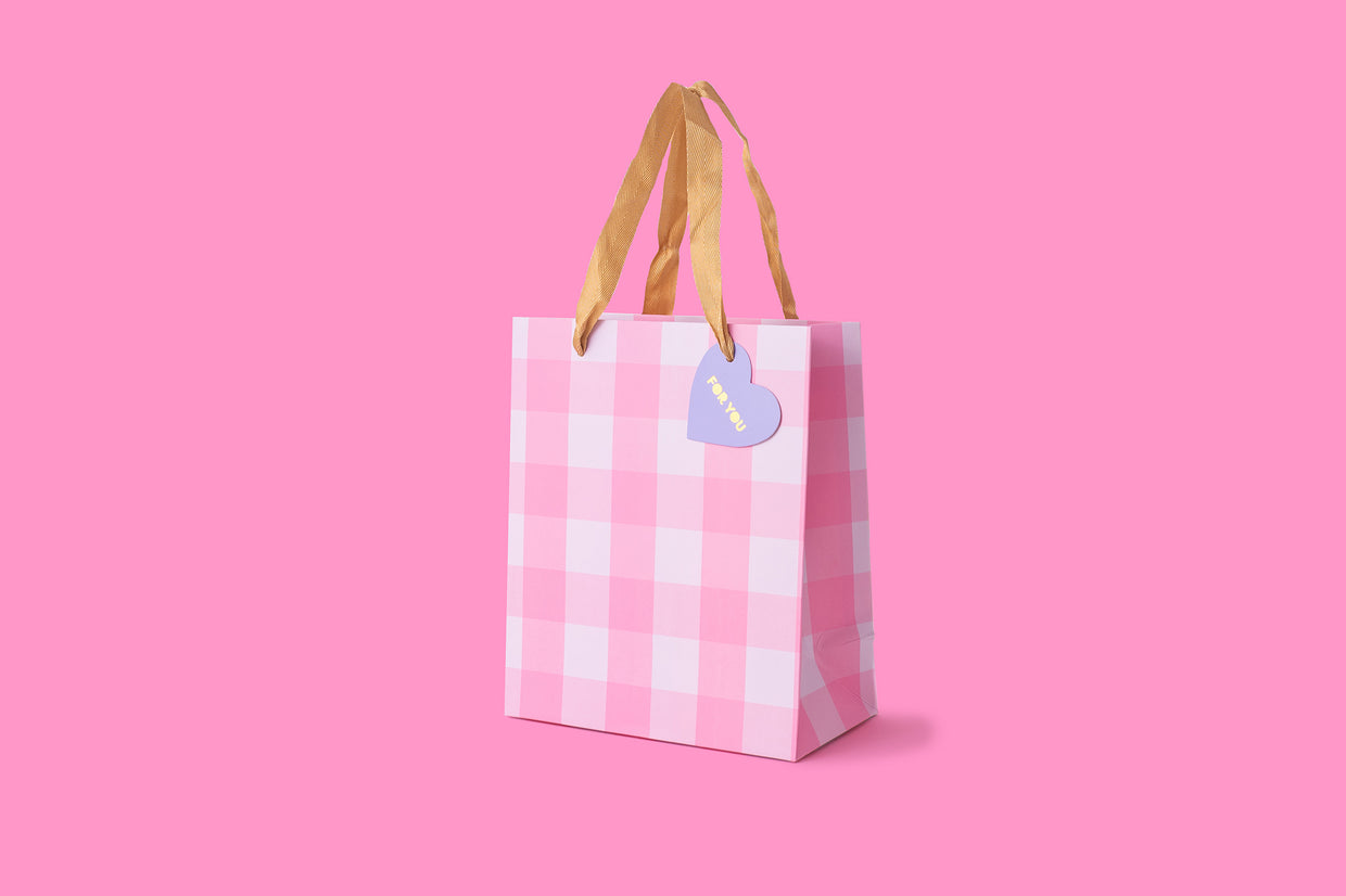 Light Pink Gingham Gift Bags (2 Sizes)
