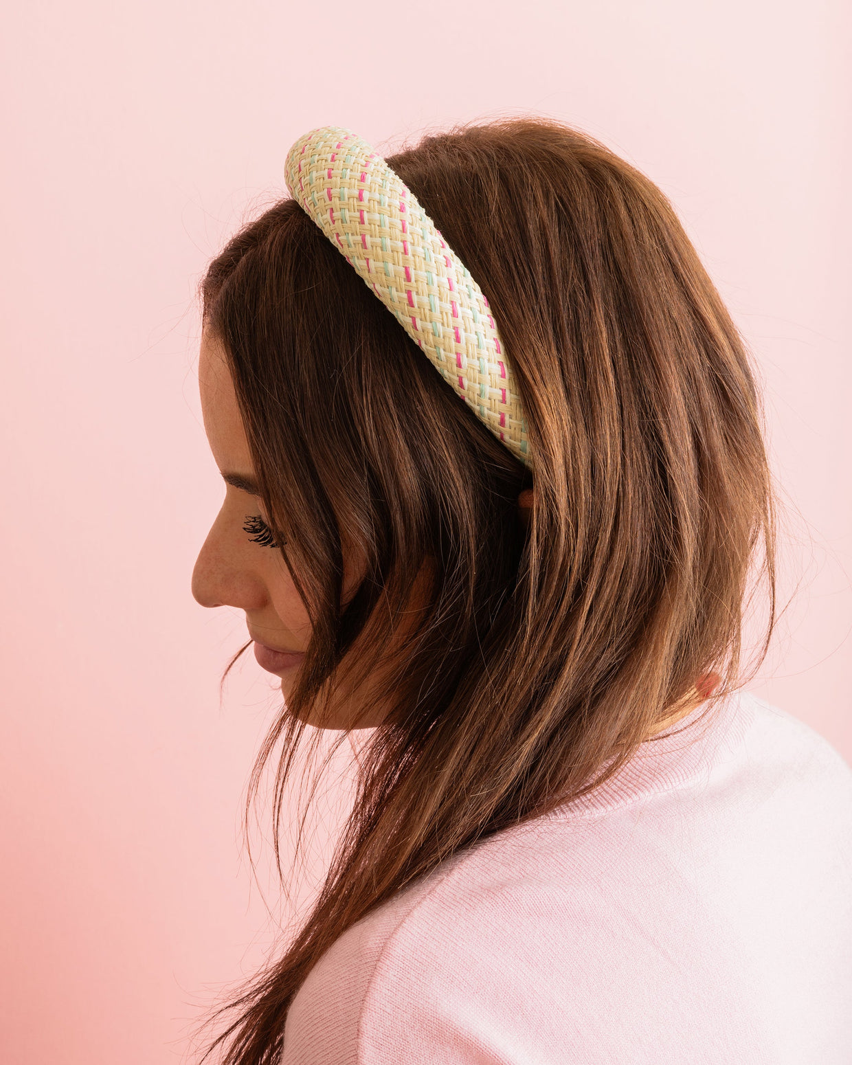 Lily Pink + Blue Rattan Headband