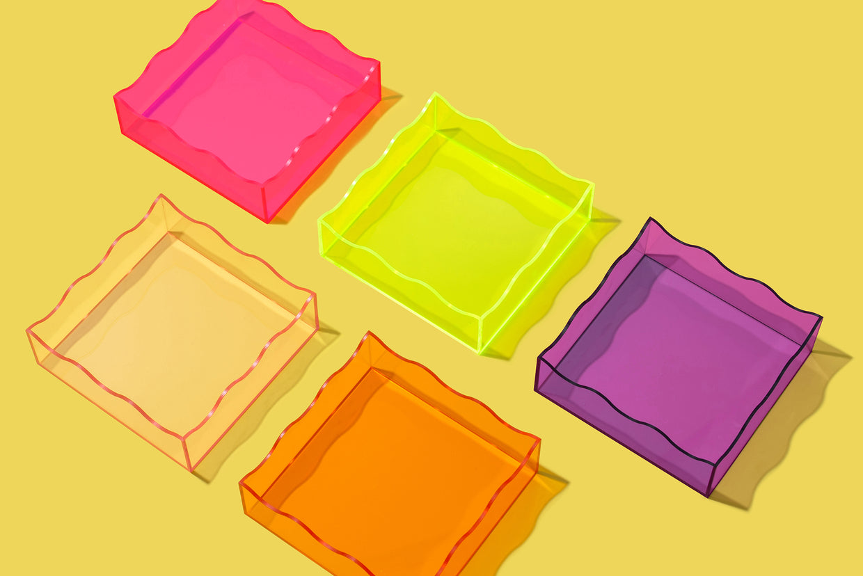 Light Pink Square Wavy Tray