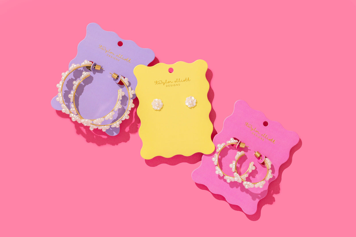 Amelia Pearl Flower Small Hoop