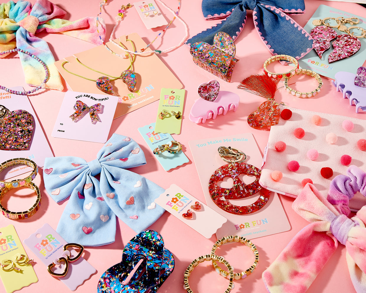 Red + Pink Pom Pom Pouch