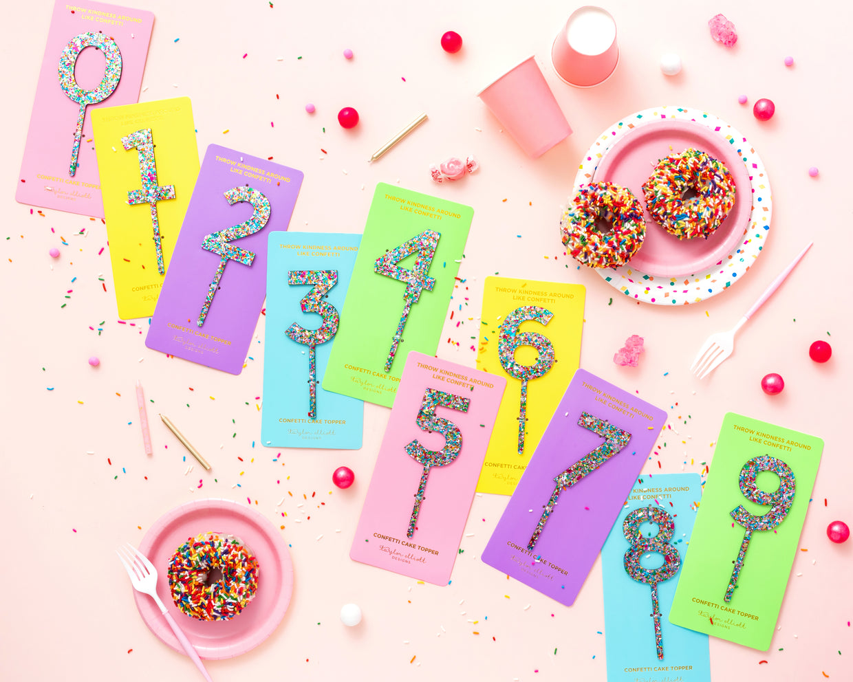 Colorful Confetti Cake Topper Numbers 0-9
