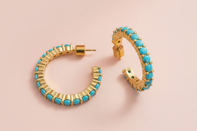 Brinn Turquoise Hoops - Small