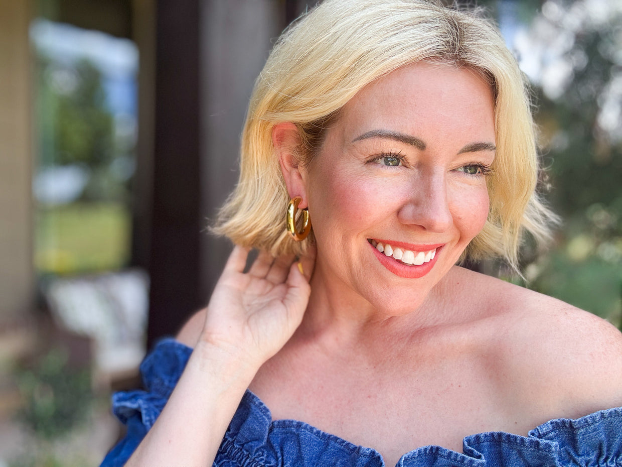 Terry Thick Gold Hoop Earrings