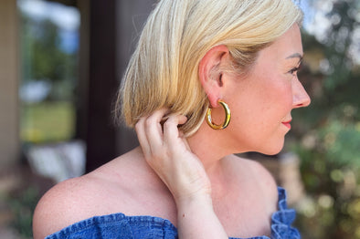 Terry Thick Gold Hoop Earrings
