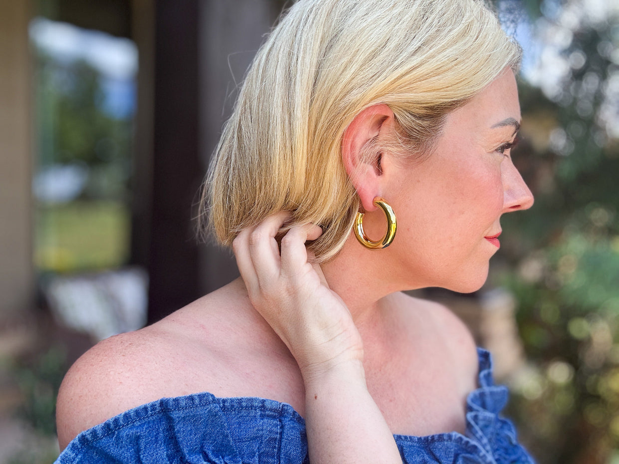 Terry Thick Gold Hoop Earrings