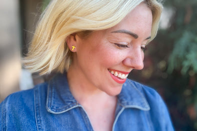 Beatrice Gold Cross Stud Earrings