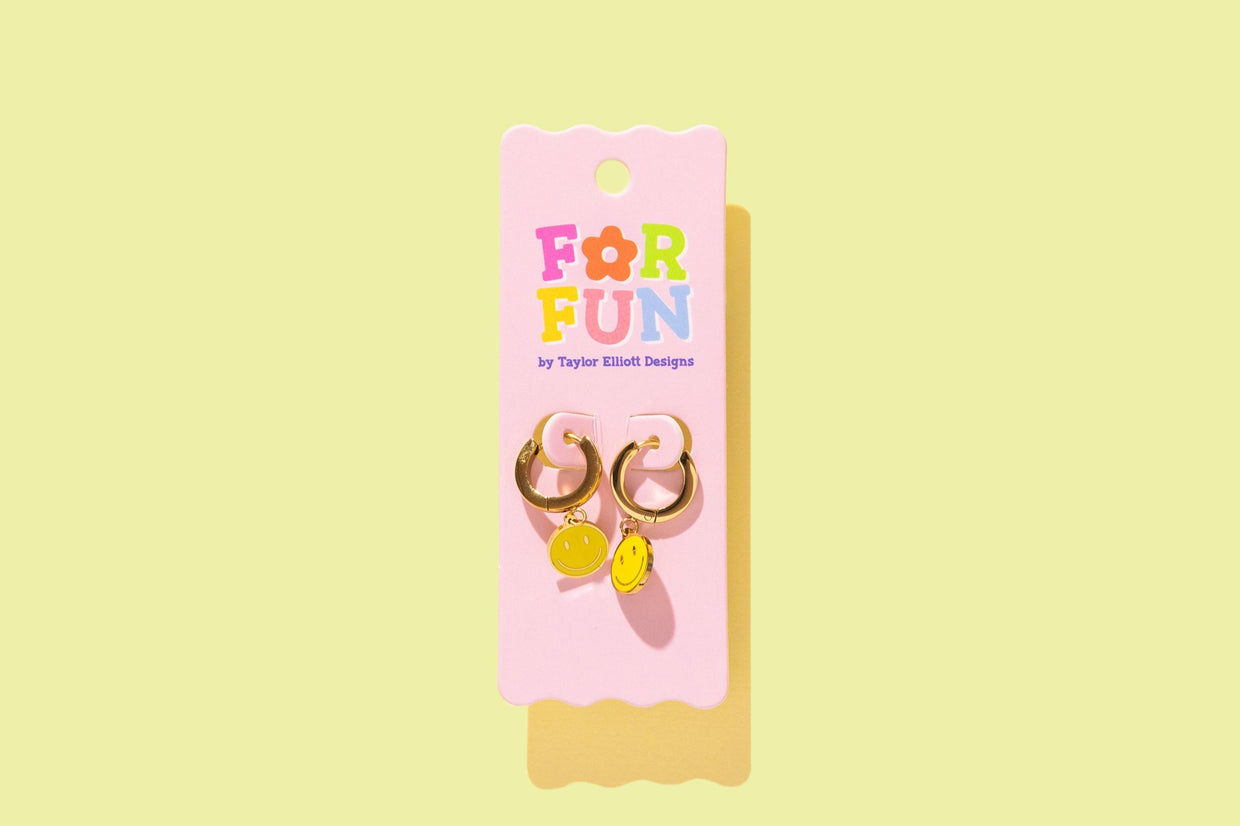 For Fun - Kenzie Smiley Huggie Earrings