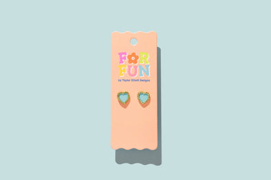 For Fun - Harper Blue Heart Studs