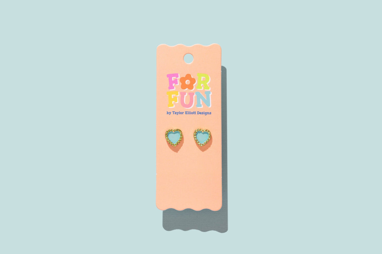 For Fun - Harper Blue Heart Studs