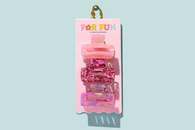 For Fun - Pink Confetti Claw Clip Trio