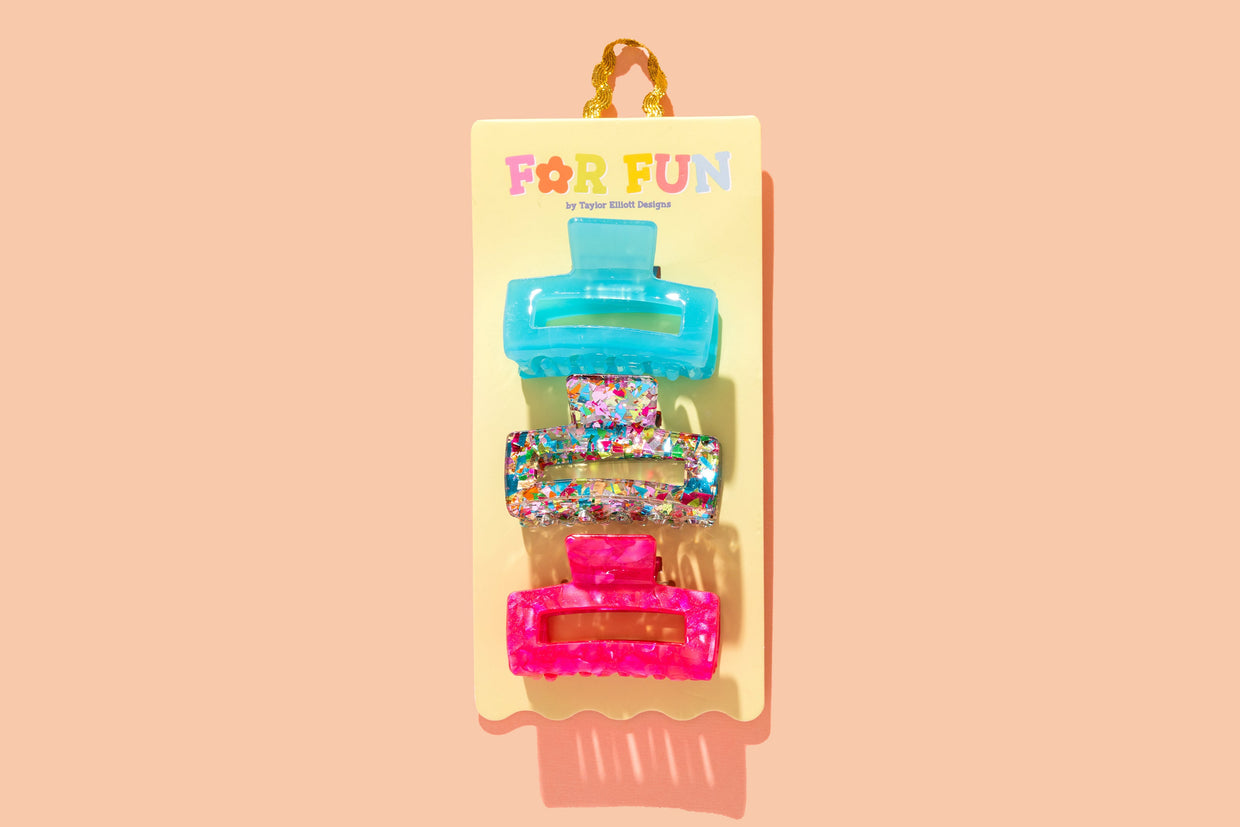 For Fun - Colorful Confetti Claw Clip Trio