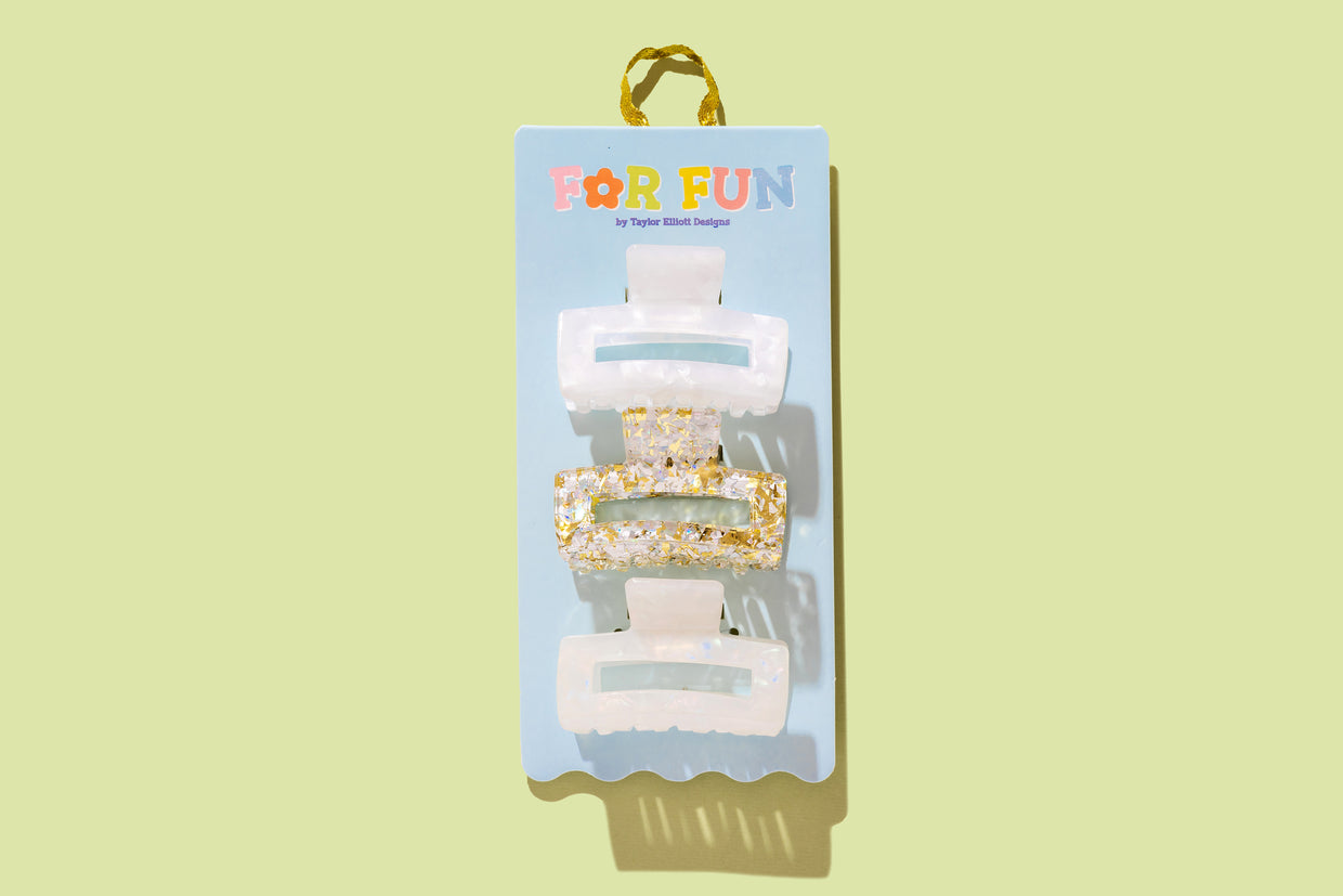 For Fun - Pearl Confetti Claw Clip Trio