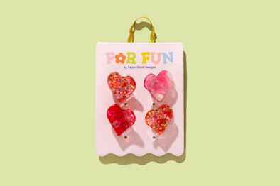 For Fun - Pink + Red Confetti Claw Clips