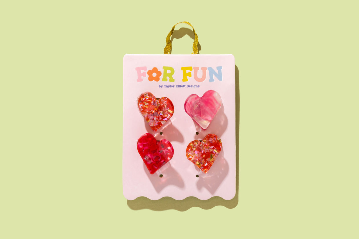 For Fun - Pink + Red Confetti Claw Clips