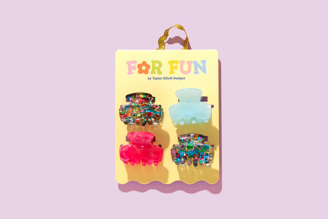 For Fun - Colorful Confetti Mini Claw Clips