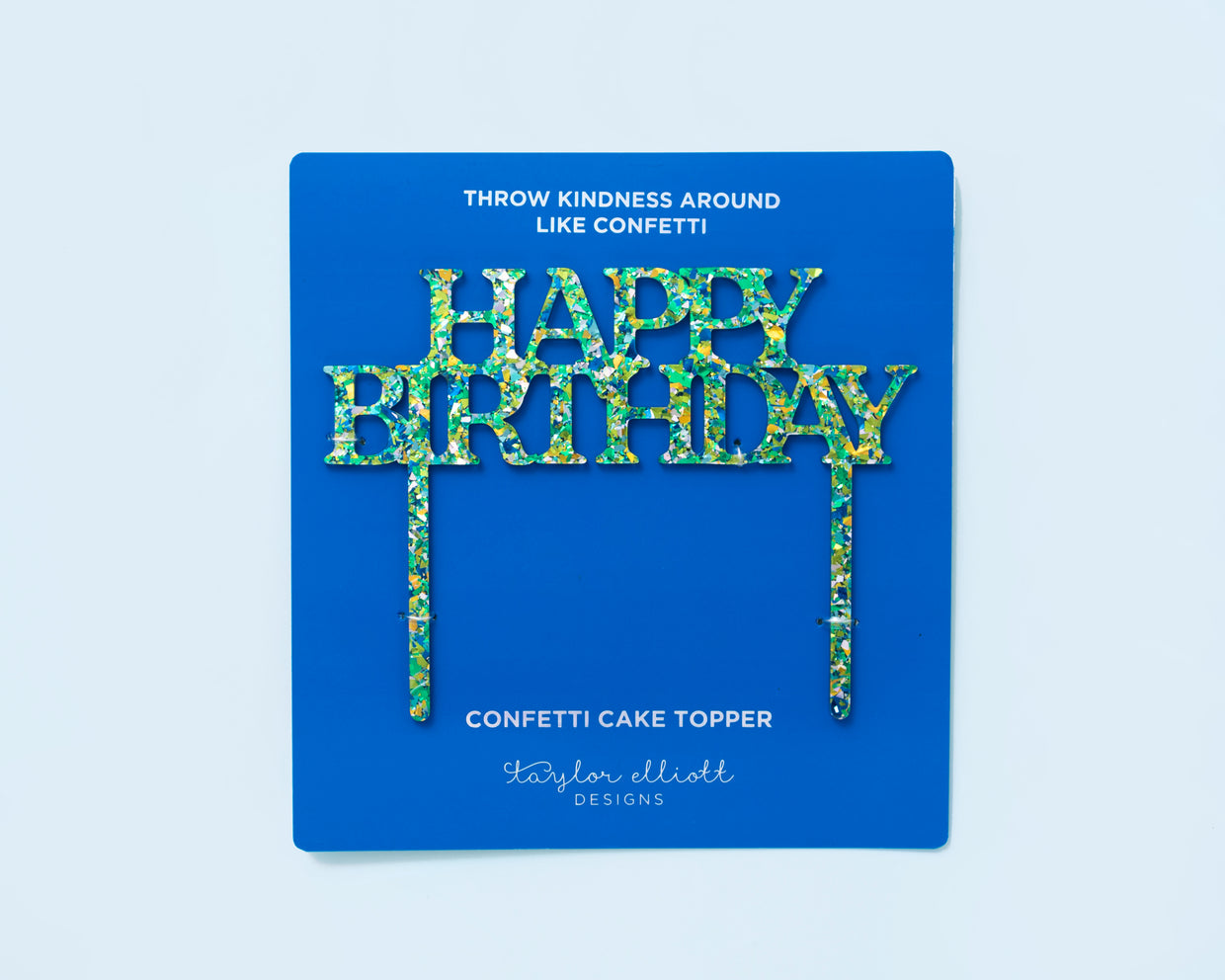 Happy Birthday Cake Topper Blue + Green