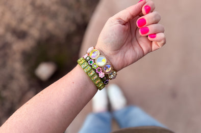 Daisy Pink + Green Bracelet