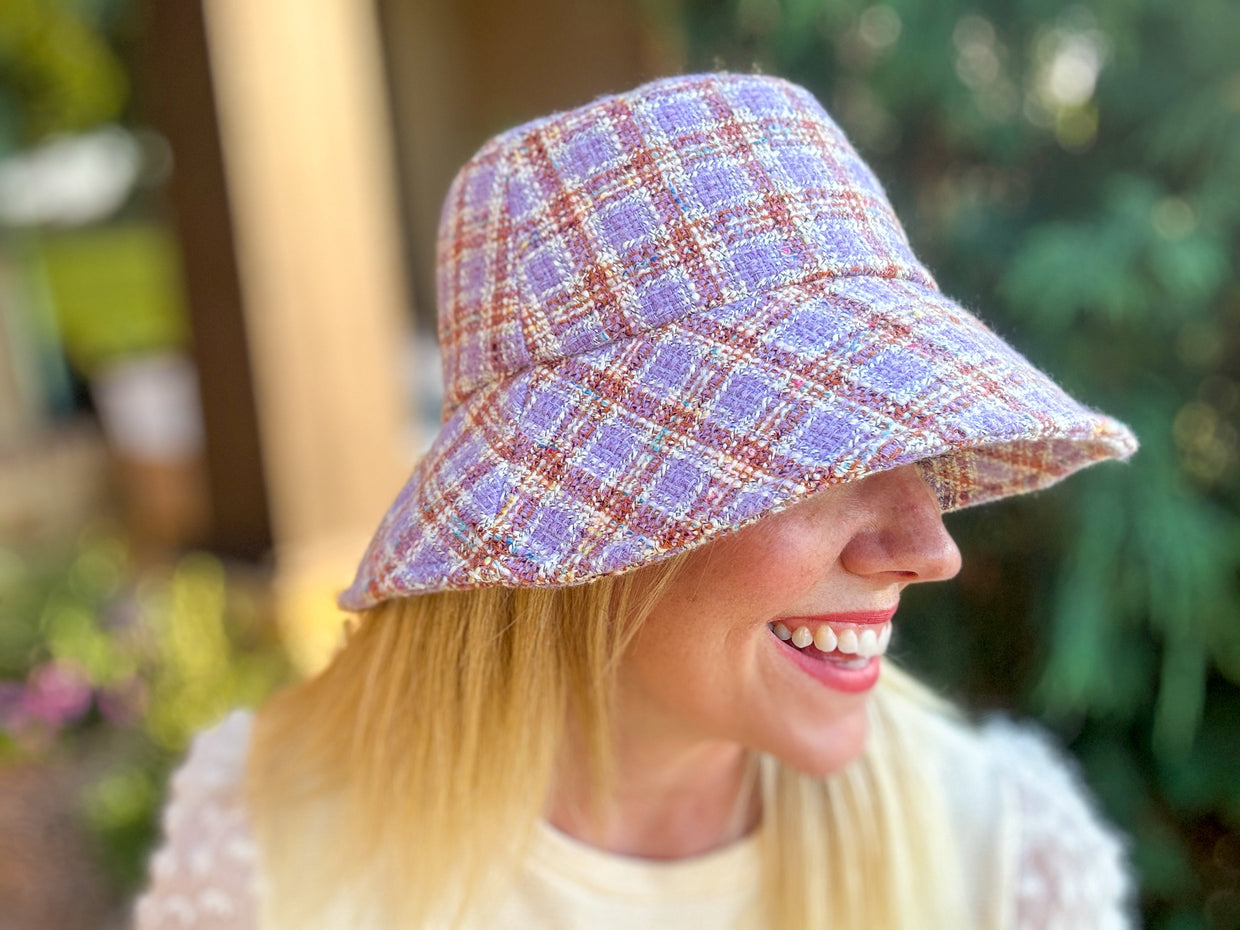 Sophie Purple Tweed Bucket Hat
