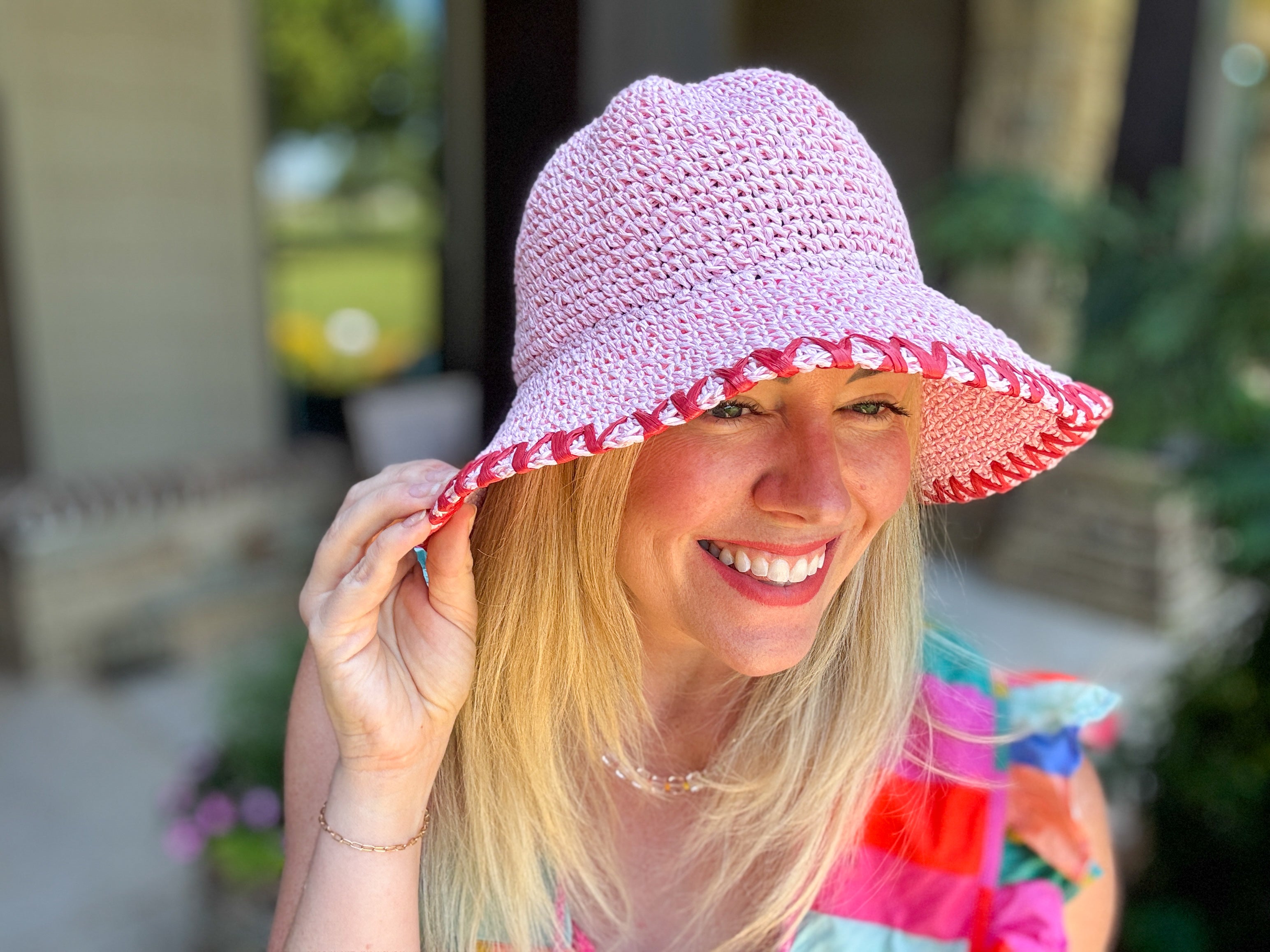 Jess Pink + Red Hat | Bucket Hat | Summer Accessories