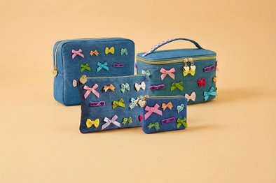 Bella Denim + Bows Pouch (Medium)