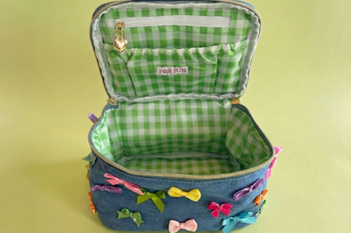 Bella Denim + Bows Train Case