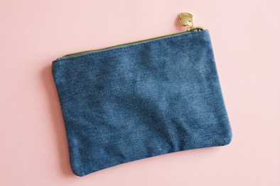 Bella Denim + Bows Pouch (Medium)