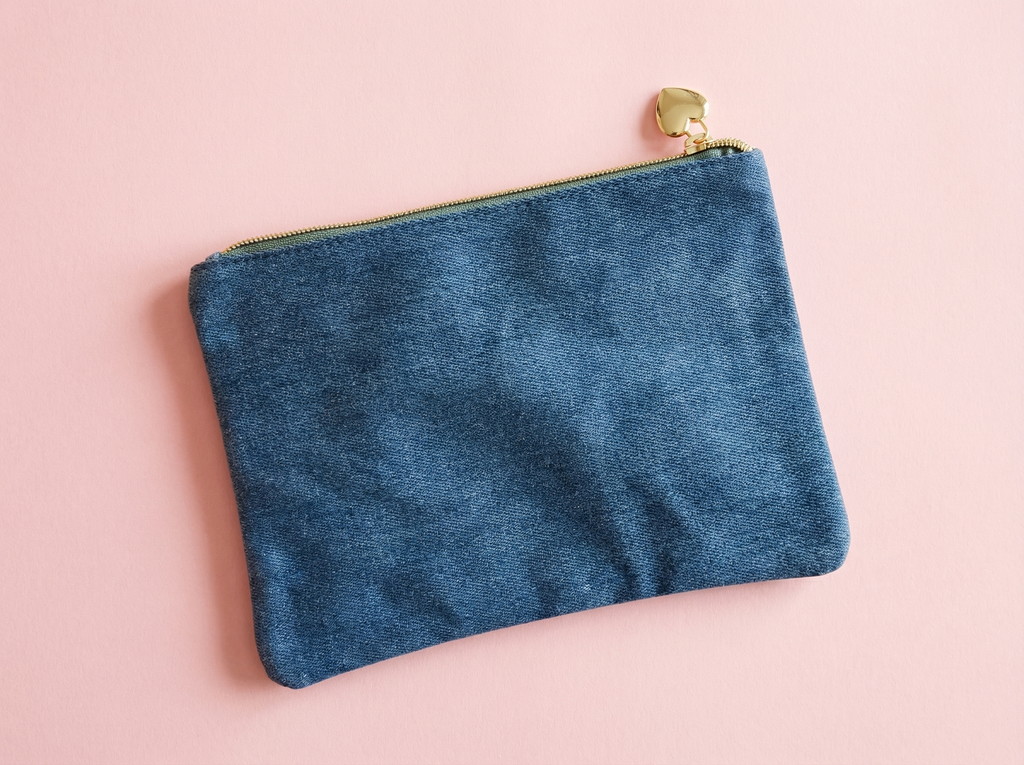 Bella Denim + Bows Pouch (Medium)