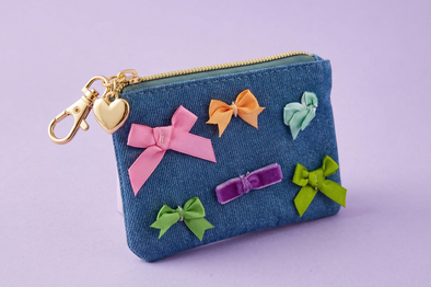 Bella Denim + Bows Keychain Pouch