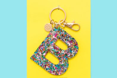 Colorful Confetti Letter Keychains
