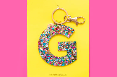 Colorful Confetti Letter Keychains