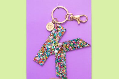 Colorful Confetti Letter Keychains