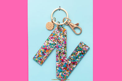 Colorful Confetti Letter Keychains