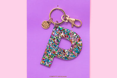 Colorful Confetti Letter Keychains