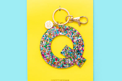 Colorful Confetti Letter Keychains
