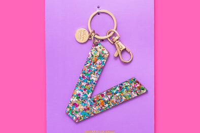 Colorful Confetti Letter Keychains