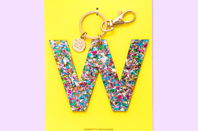 Colorful Confetti Letter Keychains