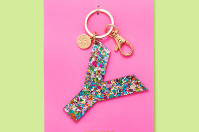Colorful Confetti Letter Keychains