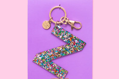Colorful Confetti Letter Keychains