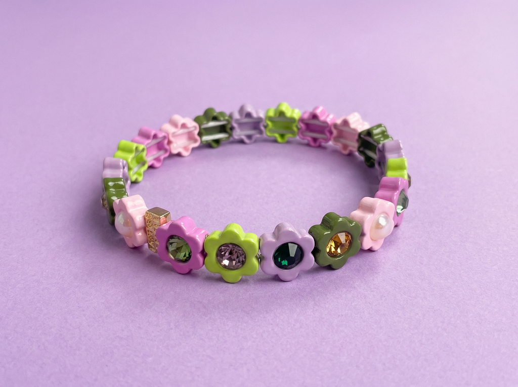 Daisy Pink + Green Bracelet