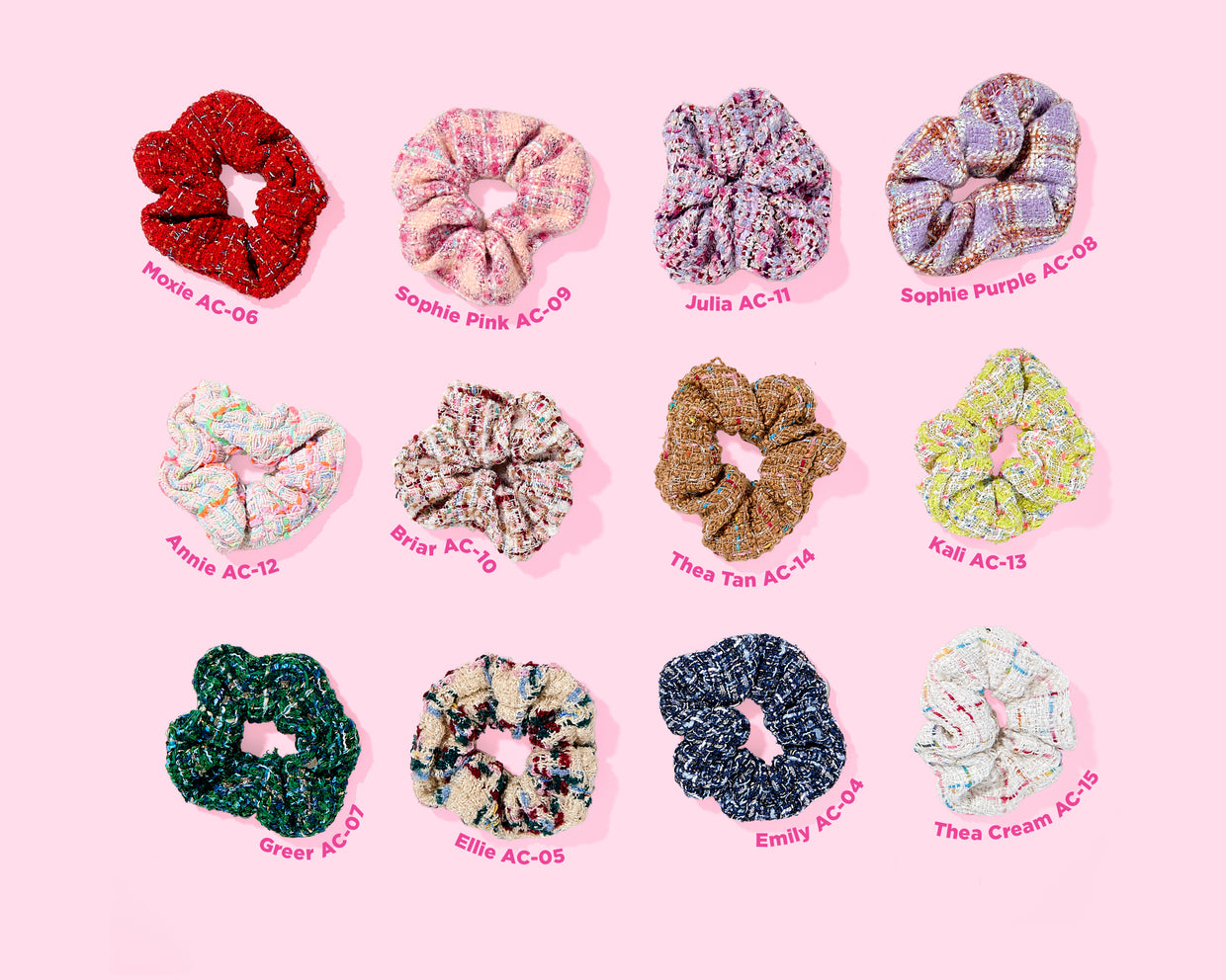 Tweed Scrunchies (12 Colors)