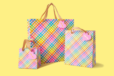 Colorful Gingham Gift Bags (3 Sizes)