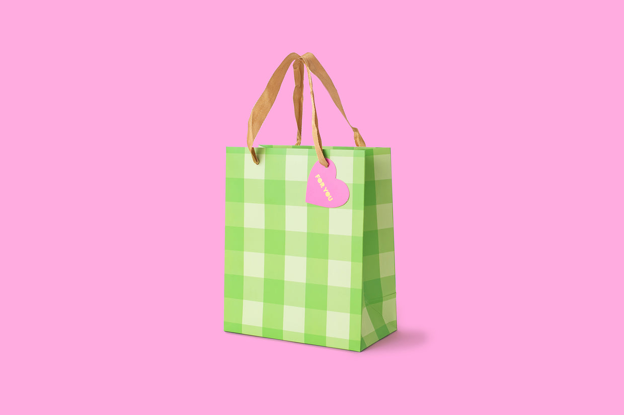 Green Gingham Gift Bags (3 Sizes)
